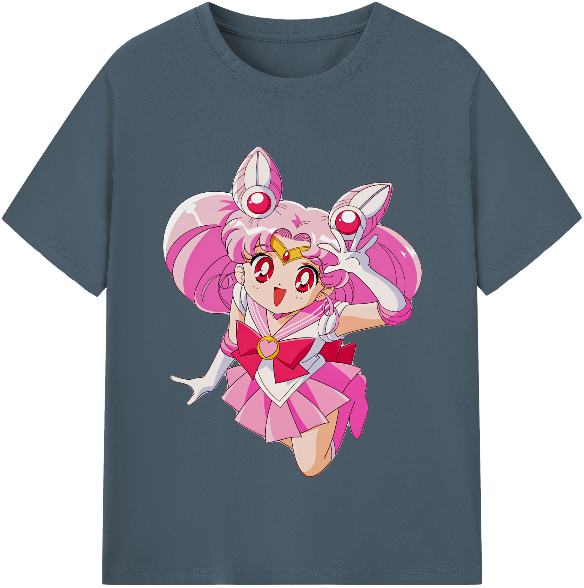 （画像用） 美少女戦士セーラームーン ちびうさ Sailor Moon Chibiusa Tsukino Usagi Small Lady Serenity 綿100％半袖Tシャツ（フロントプリント）